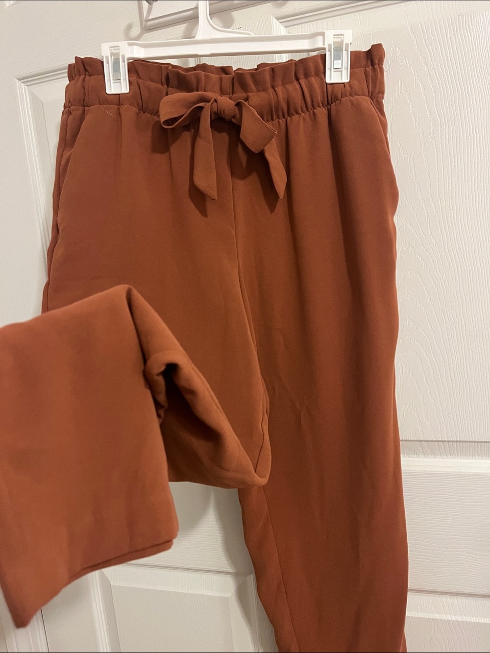 LOFT Rust Tie-Waist Pull-On Trousers